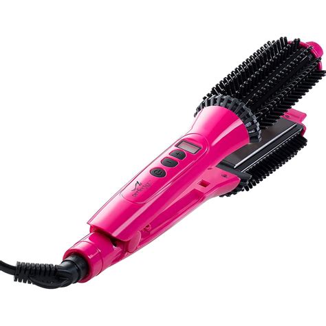 Perfecter Flat Iron Hair Straightener & Hot Round Brush 2-in-1 (Pink) - Walmart.com