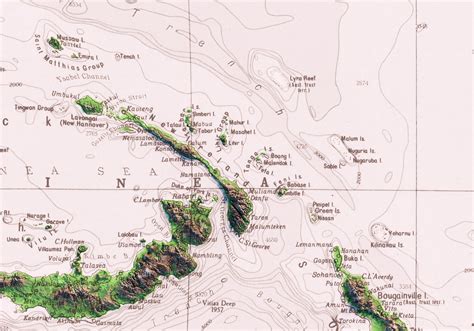 Colored Vintage Topographic Map of Papua New Guinea. - Etsy