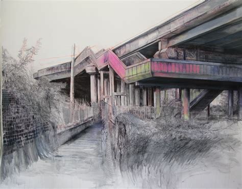 Laura Oldfield Ford 'M6 Junction 9, Bescot', 2011. Chalk, acrylic & ink ...