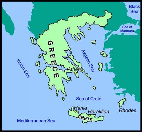 Crete Greece map - Map of Crete and Greece (Southern Europe - Europe)