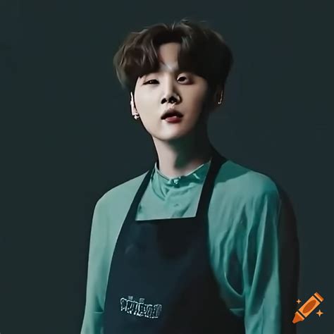 Suga from bts in a starbucks apron on Craiyon