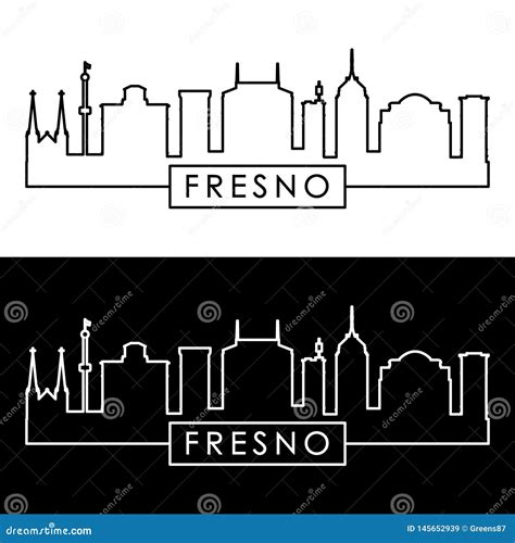 Fresno Skyline, Monochrome Silhouette. Cartoon Vector | CartoonDealer ...