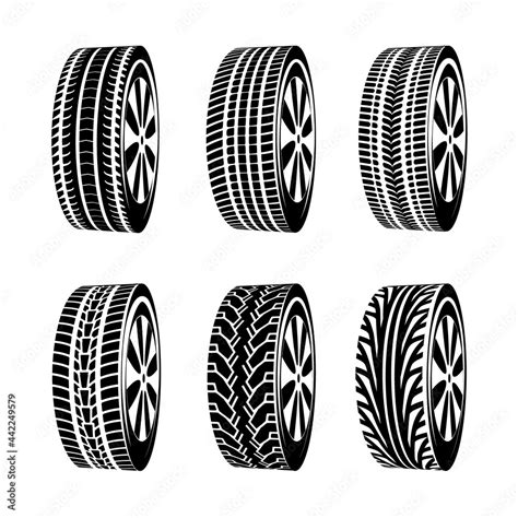 Vector black rubber tyre texture. Black tire design car texture ...