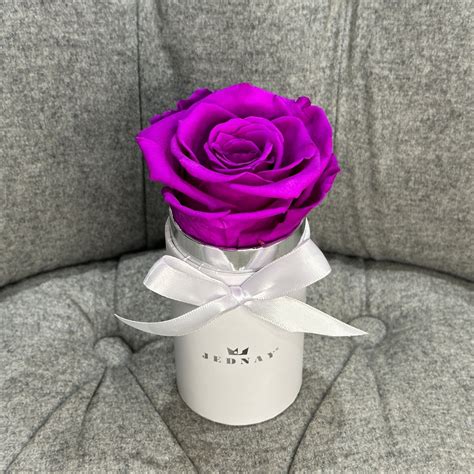 Single White Forever Rose Box By Jednay | Purple Eternal Rose