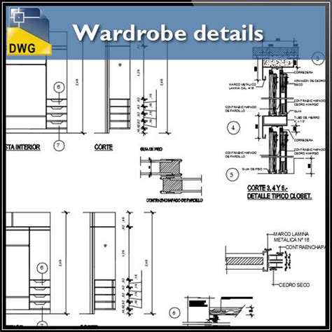 Interior Design CAD Drawings】@Wardrobe detail and section dwg files