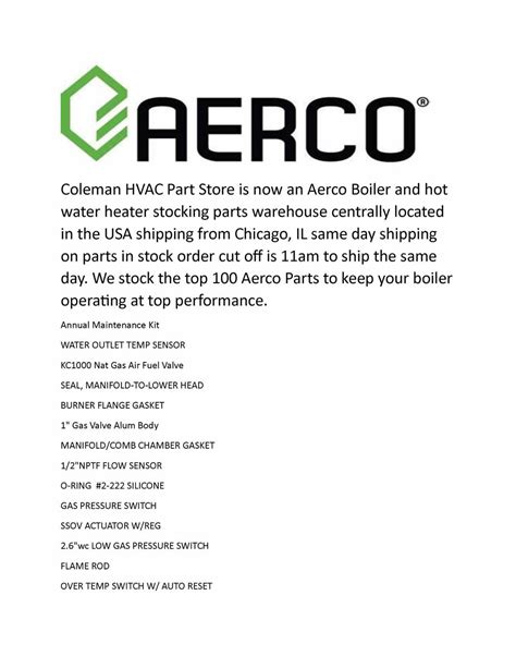 Aerco Boiler and Water Heater Parts – HVACpartstore