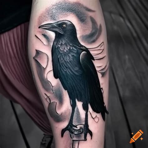 Crow tattoo design on Craiyon