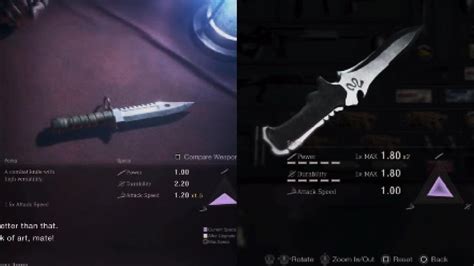 Resident Evil 4 Remake Fully Upgraded Krauser's Fighting Knife Stat Overview and Comparison Test ...