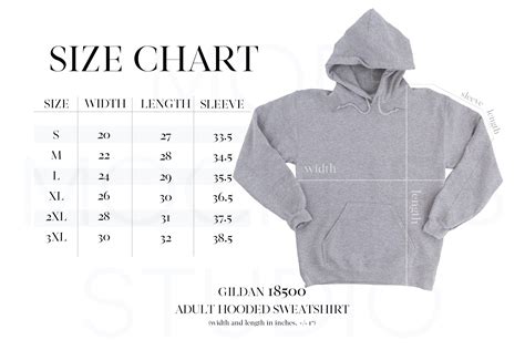 Gildan 18500 Size Chart Hoodie Size Chart Sweatshirt Size Chart Gildan ...