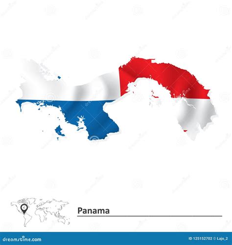 Map of Panama with flag stock vector. Illustration of panama - 125152702