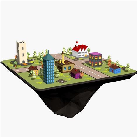 3D model Cartoon City Landscape VR / AR / low-poly | CGTrader