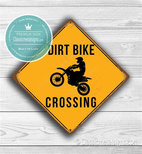 DIRT BIKE CROSSING SIGN - Classic Metal Signs