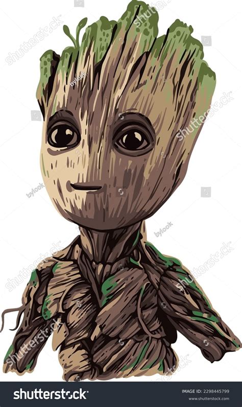 Color Vector Illustration Groot Guardians Galaxy Stock Vector (Royalty ...