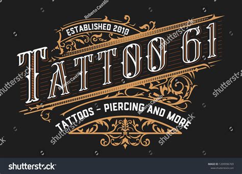 Tattoo Logo Template Old Lettering On: vetor stock (livre de direitos) 1209996769 | Shutterstock