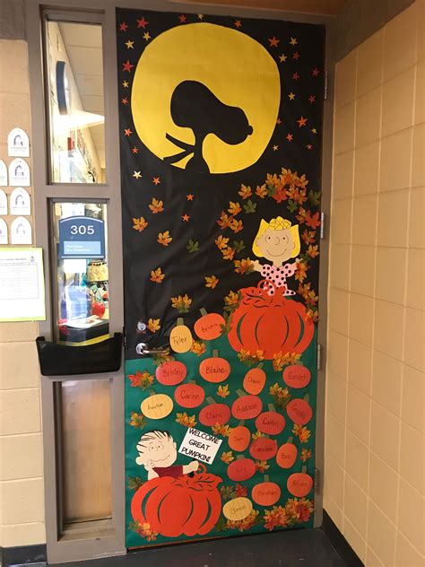 Great Pumpkin Charlie Brown elementary school classroom door decor… | Halloween door decorations ...