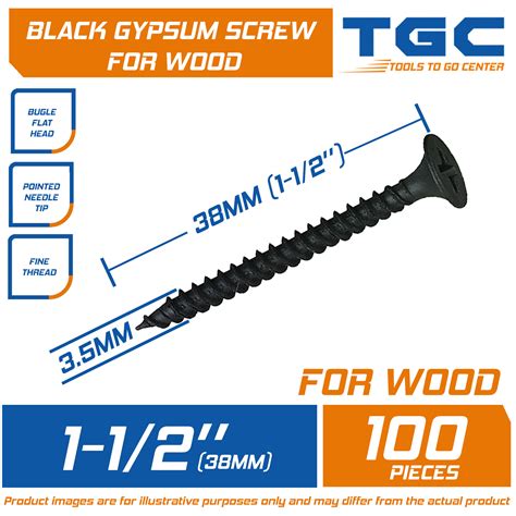 100 PCS Black Screw 1 1/2 inch ( 38 mm ) for wood Gypsum Screw Drywall ...