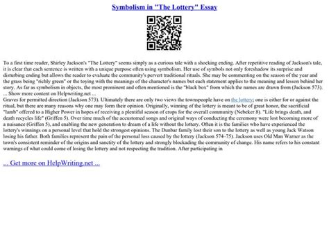 Symbolism In &The Lottery& Essay | PPT