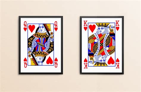 Queen of Hearts, King of Hearts, Playing Card Art, King Queen Print ...