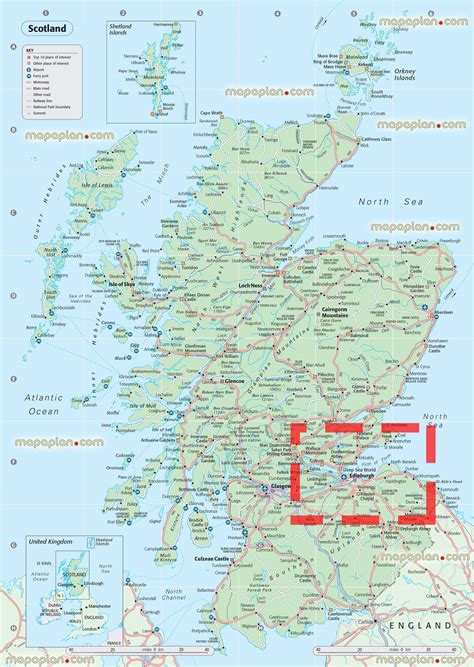 Scotland Tourist Attractions Map - Tourist Destination in the world