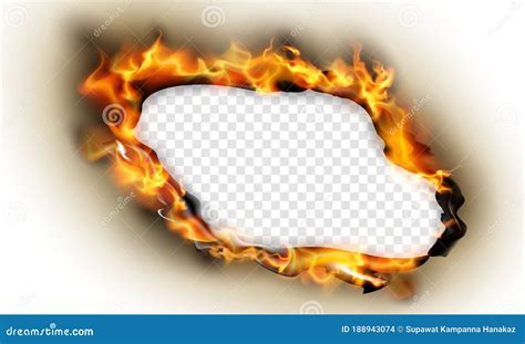 Burned Paper Affect Burning Red Hot Sparks Realistic Fire Flames Stock Vector - Illustration of ...