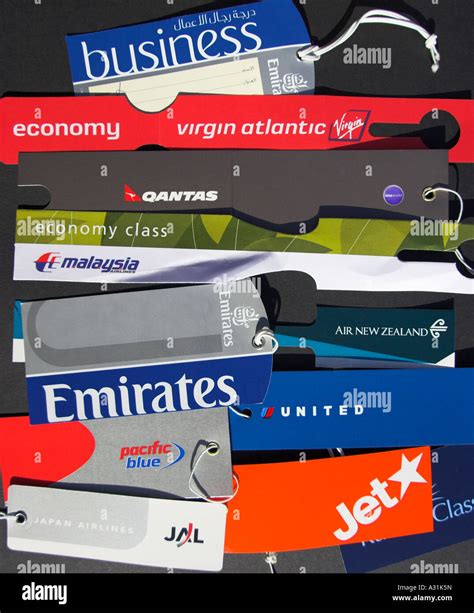 Collection of airline baggage tags Stock Photo - Alamy