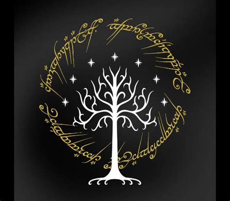 Vector LOTR Lord of the Rings Tree of Gondor Inspired Black Speech Ring Vector : Svg Dxf Eps Png ...