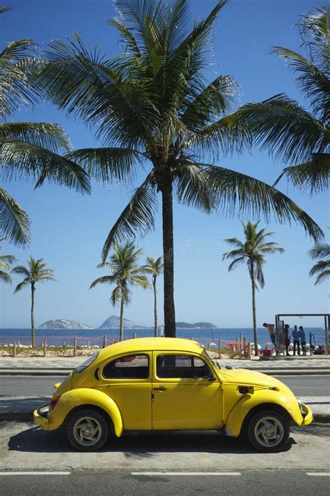 Yellow Volkswagen Beetle Fusca Rio De Janeiro Brazil Editorial Stock ...