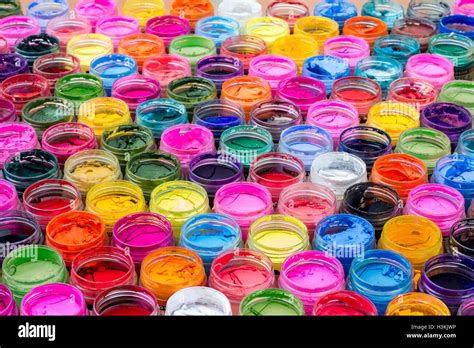 Colorful water color in bottles Stock Photo - Alamy