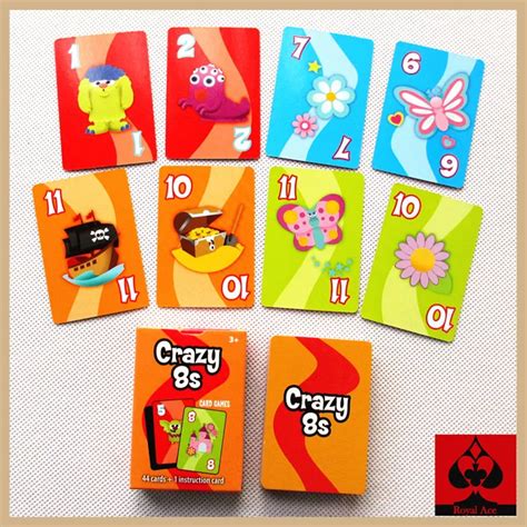 Free shipping high quality crazy 8s game cards funny board game children kids game cards ...