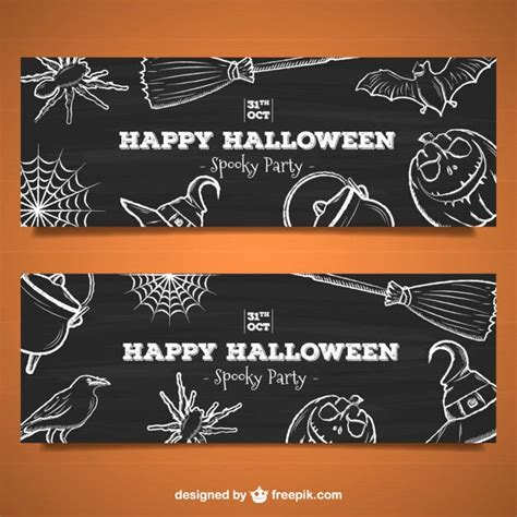 Free Vector | Spooky halloween party banners