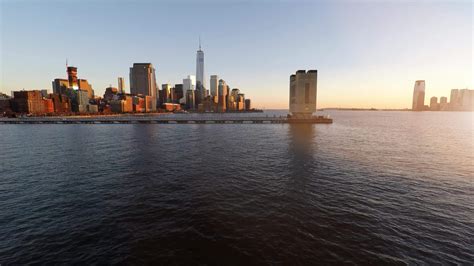 Establishing shot of modern cityscape high rise skyscrapers buildings ...