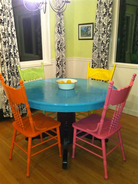 This is unique. Do I have the courage to do it to my large table and chairs? Could mix and match ...