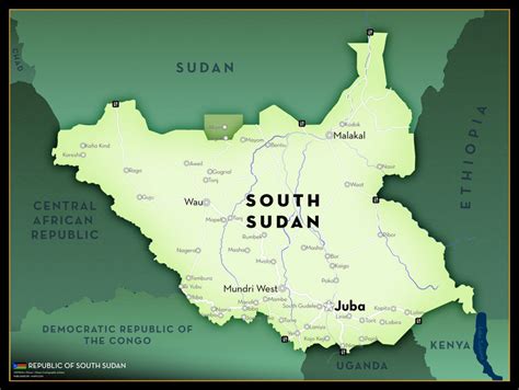 South Sudan Executive Style Wall Map