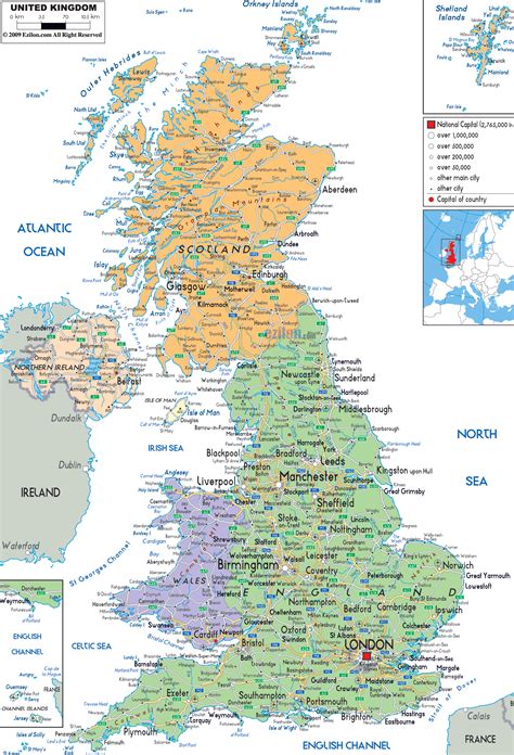 Detailed Political Map of United Kingdom - Ezilon Map