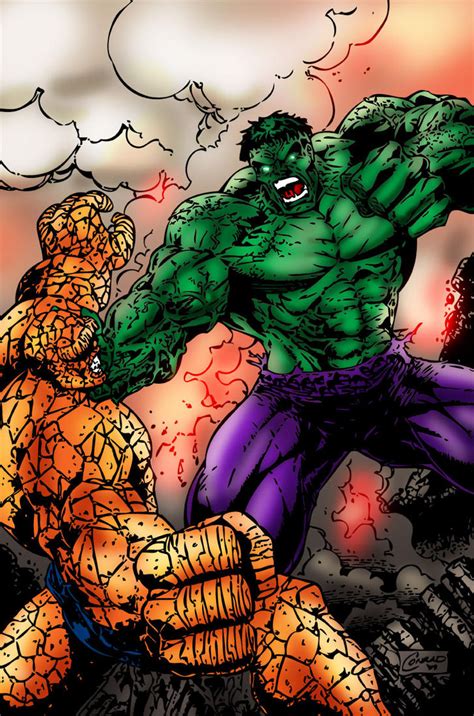 Hulk vs Thing by MarcBourcier on DeviantArt