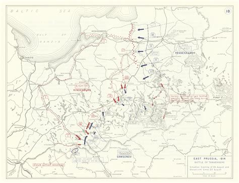 East Prussia, 1914 - Battle of Tannenberg - Situation Evening of 26 ...