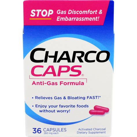 CharcoCaps Activated Charcoal Capsules, 260mg each, Anti-Gas ...