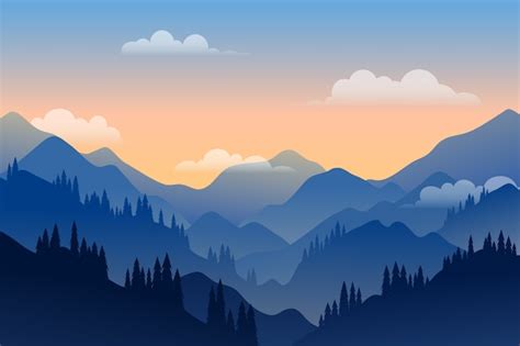 Gradient Mountain Landscape - Free Vector Templates - HD Stock Images