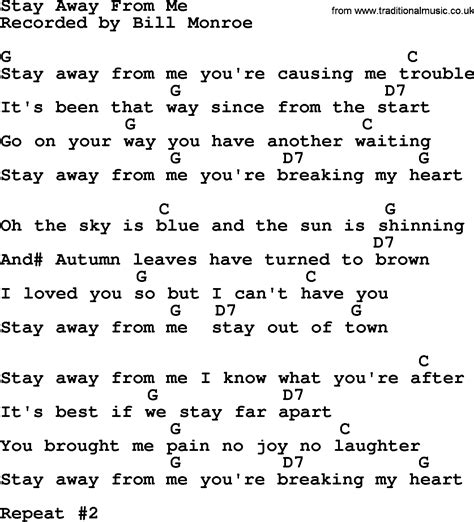 Stay Away From Me - Bluegrass lyrics with chords