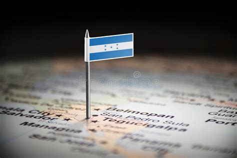 Honduras Marked with a Flag on the Map Stock Photo - Image of closeup, capital: 137426694