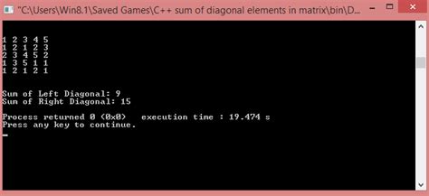 C++ Program to Find Sum of Diagonal Elements of Matrix – Pencil Programmer