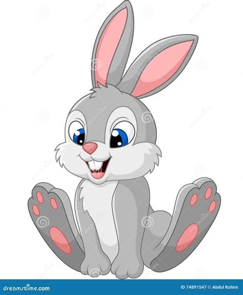 Happy Bunny Cartoon Isolated on White Background Stock Vector - Illustration of fluffy ...