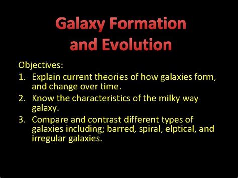 Galaxy Formation and Evolution Objectives 1 Explain current