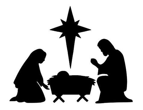 a nativity scene with the birth of jesus and baby jesus in black on a white background