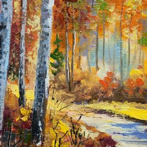 Autumn Park Oil Painting Fall Nature Landscape Original Art on Canvas ...