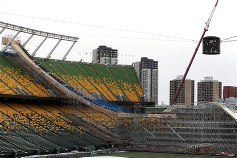 Snowboard jump built into Commonwealth Stadium for Big Air World Cup in ...