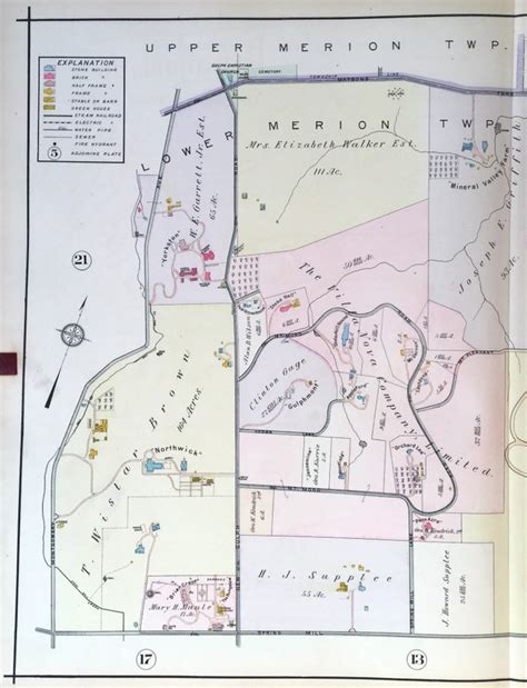 Gladwyne Map West Conshohocken Map Original 1908 Main Line - Etsy