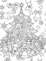 Free Christmas Tree coloring Pages For Adults sketch template