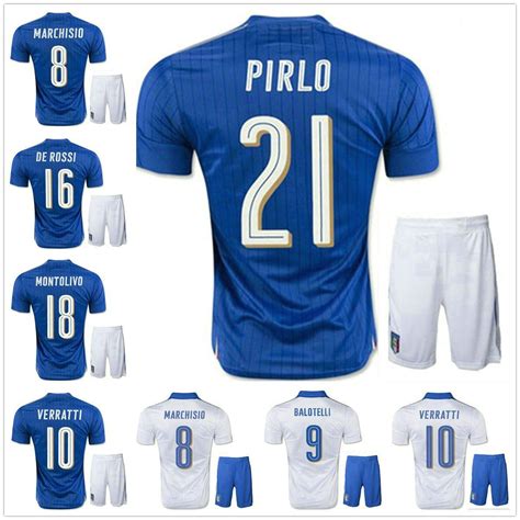 2017 2016 Italy Kits Soccer Jersey Best Quality 2016 Pirlo El Shaarawy Balotelli Verratti ...