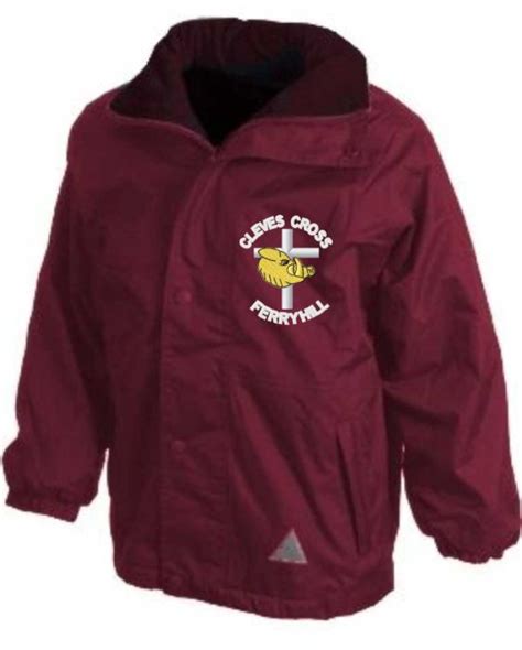 Burgundy Result Stormproof Coat - Embroidered with Cleves Cross Primary School logo